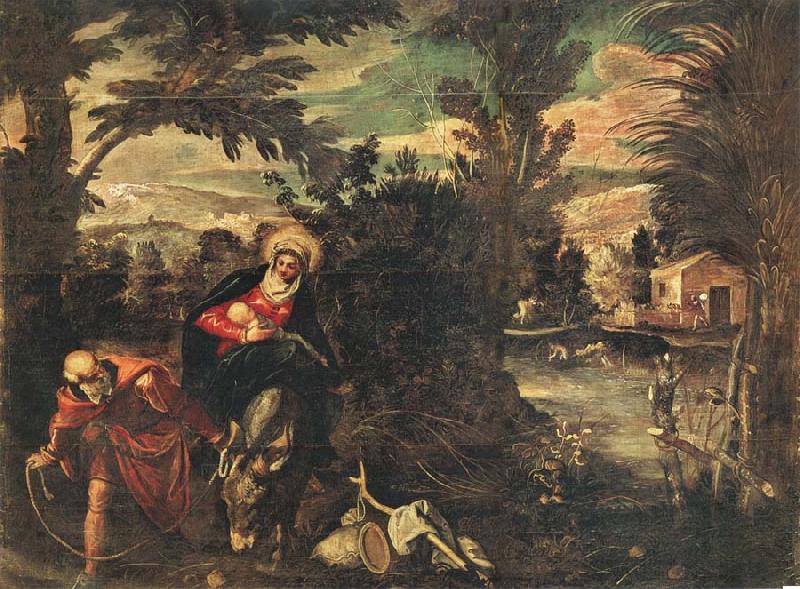 TINTORETTO, Jacopo Flight into Egypt oil painting picture